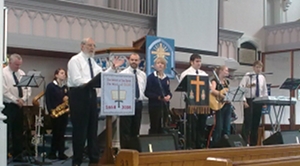 1st Kidderminster Worship Band playing during service