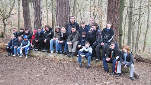 Sitting on the log on the way to Bewdley at Easter Camp 2012